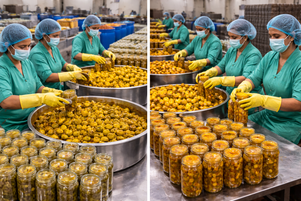 pickle production line in action