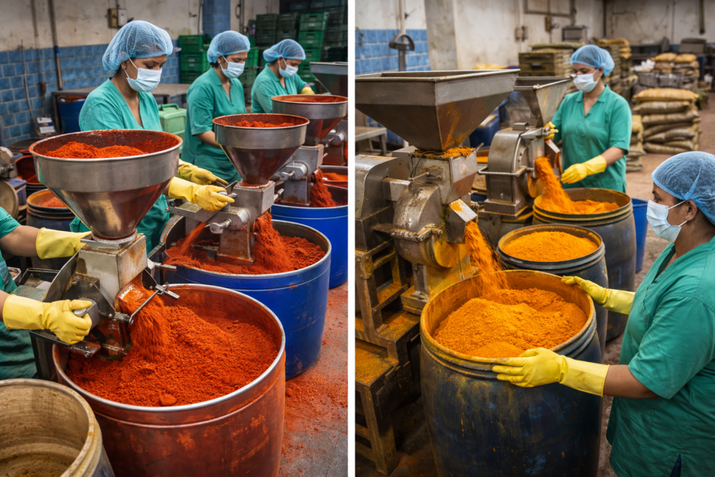 spice grinding in action